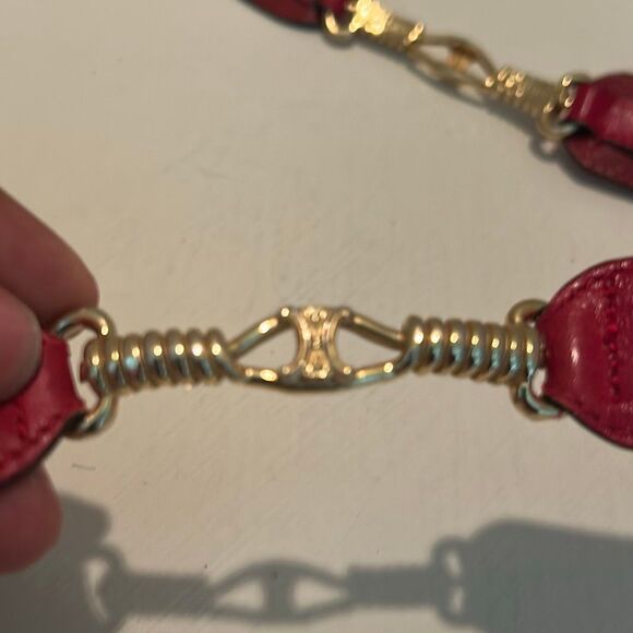 Celine Red Leather Belt Gold Horsebit Hardware Luxury Equestrian Chic Old Money main image 11